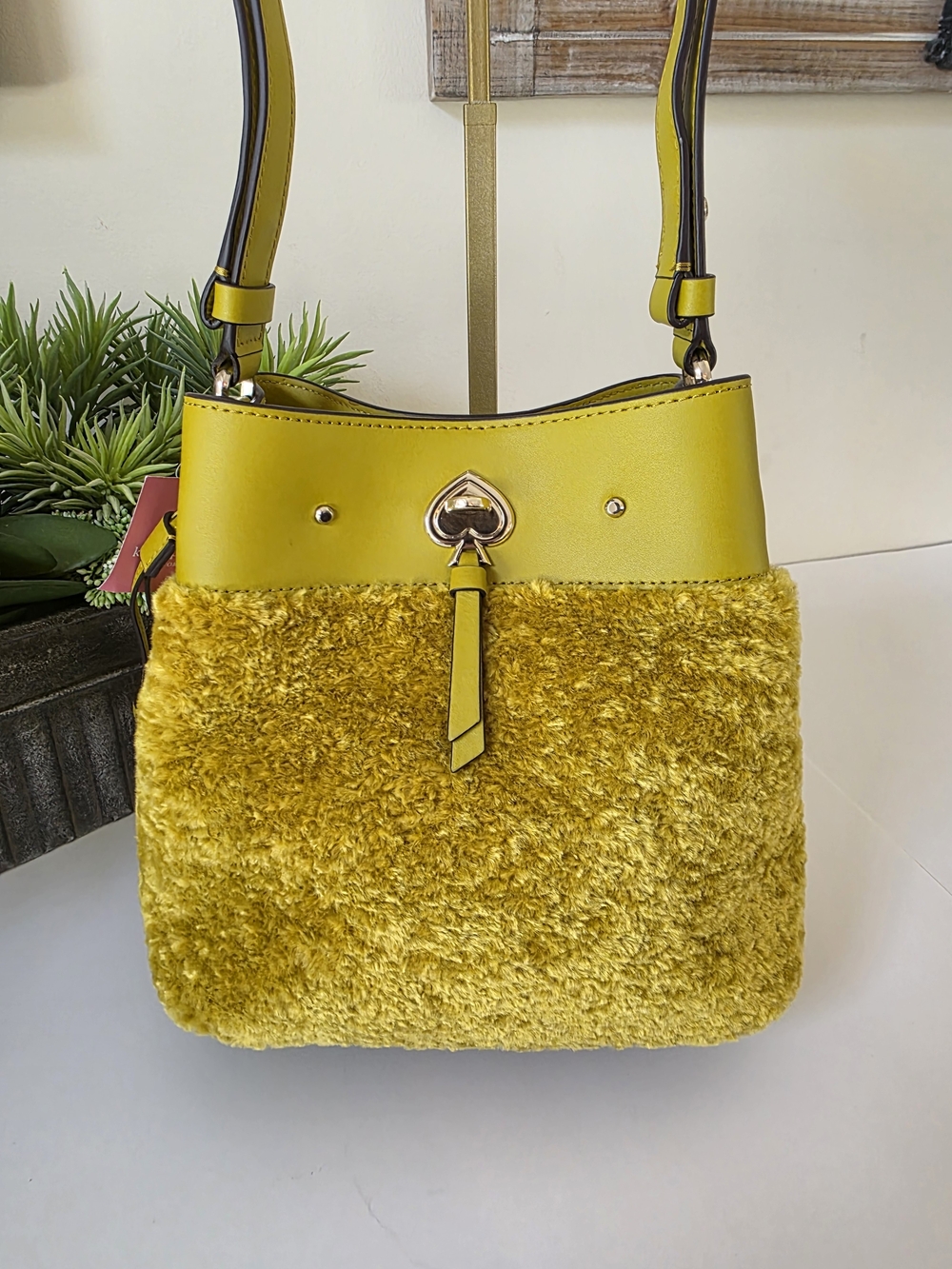 Kate Spade Yellow Shearling Bucket Bag - Picture 4 of 11